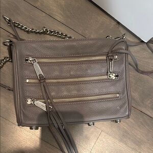Rebecca Minkoff Brown Crossbody Zip Bag with Chain Strap